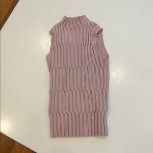 Pink Sleeveless Ribbed Knit Top